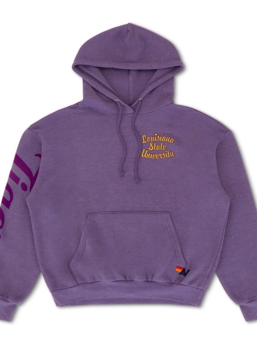 Aviator Nation Purple Pullover Hoodie with Yellow Script